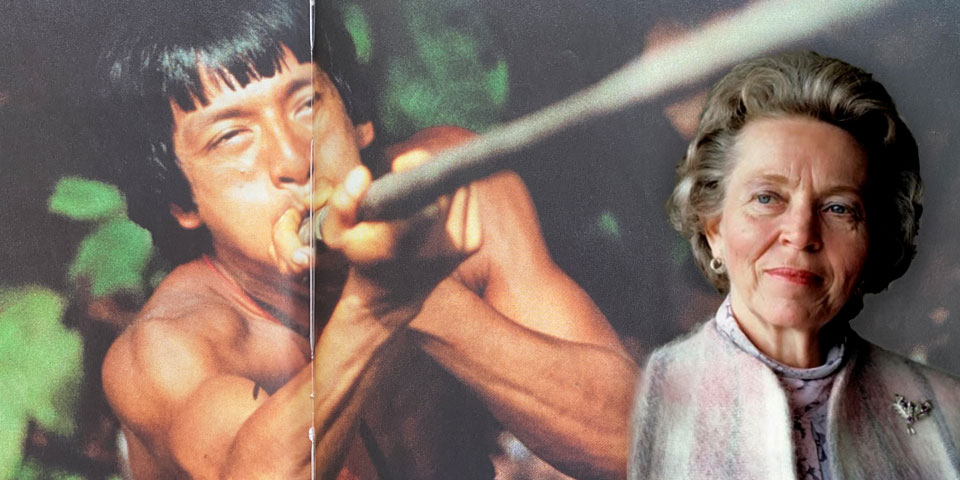 Elisabeth Elliot superimposed over an Auca man