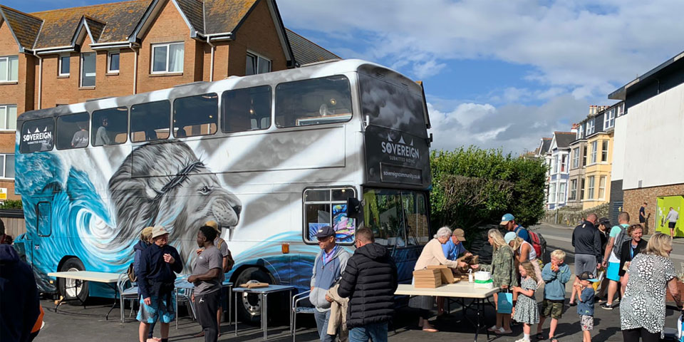 The bus toured Cornwall