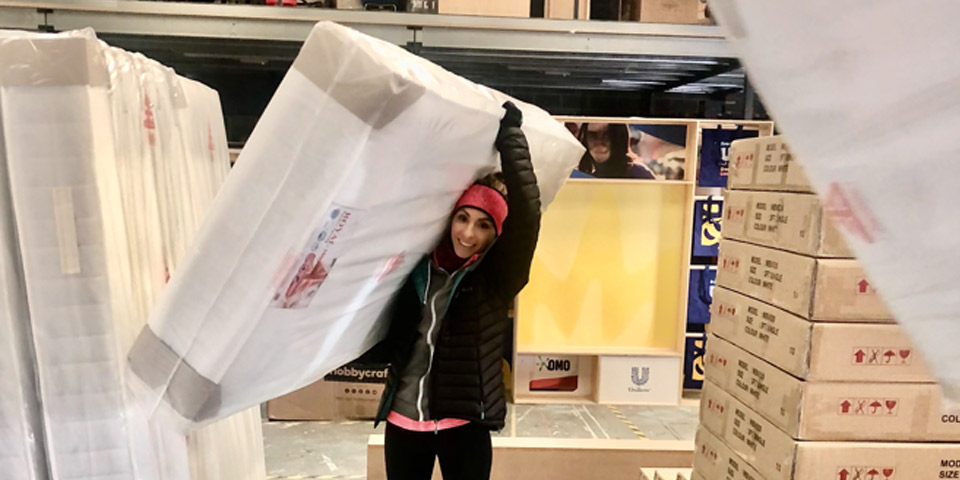 Bex Wilson with a mattress